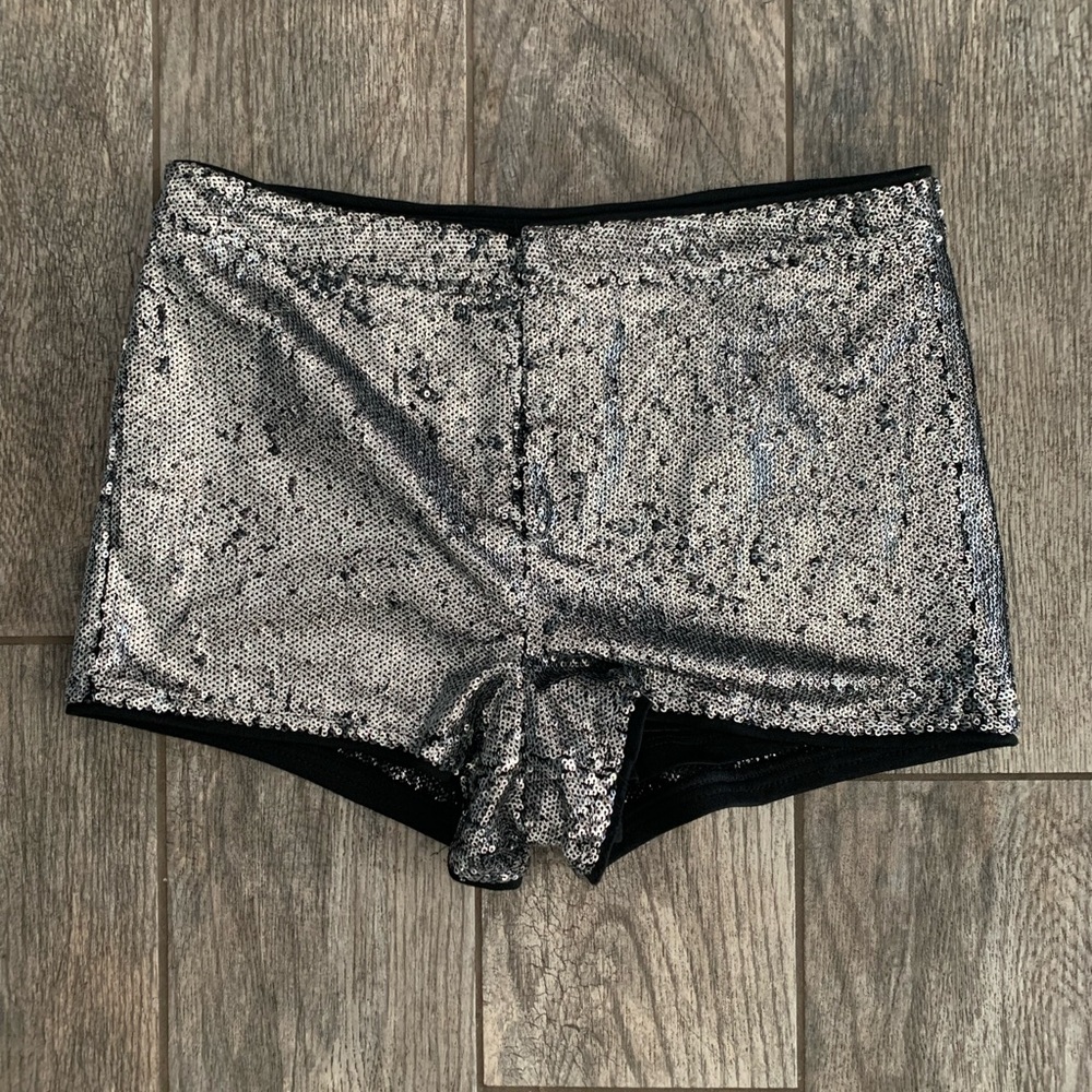 Silver sequin shorts